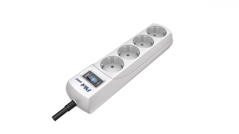 Сетевой фильтр Pilot Mini 4 розетки (евро с заземлением), 10А/2.2кВа, автомат, 1.8 м ZIS Pilot Mini (1.8 м, 4 розетки) фото 2