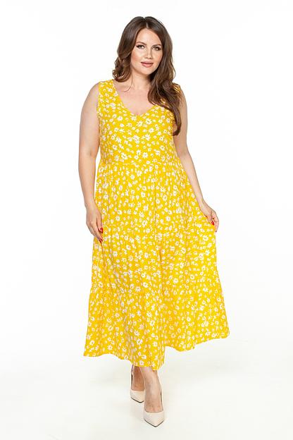 Платье штапель  5944/07/Желтый, белый  фото 2