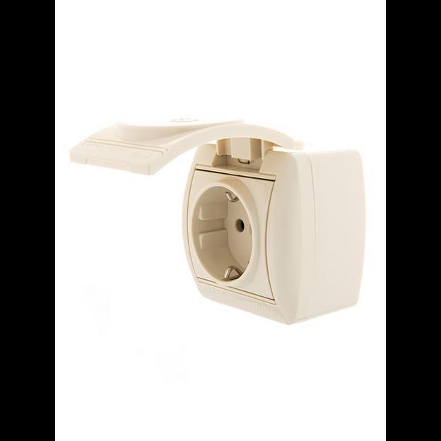 Розетка 1-м ОП Nata 16А IP20 с заземл. с защ. крышкой керамика крем. LEZARD 710-0300-123 фото 4