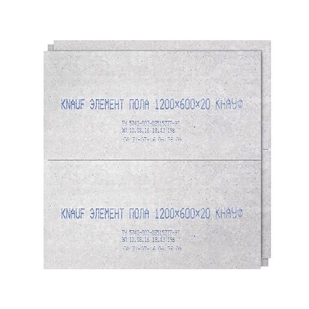 Элемент пола из влагостойких гипсоволокнистых листов 1200х600х20мм (0,72 м2) ГВЛВ фото 1