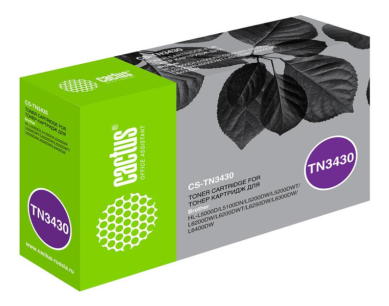 Картридж лазерный Cactus CS-TN3430 TN-3430 черный (3000стр.) для Brother HL L5000/5100/5200/6250/6300/6400 фото 1