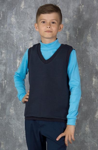 Школьный жилет Энди для мальчиков, тёмно-синий, 2-472, опт фото 1