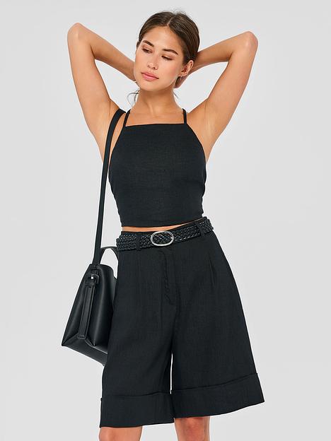 Шорты женские льняные, черный, опт фото 2