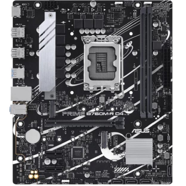 ASUS PRIME B760M-R D4, LGA1700 2xDDR4 4xSATA3 2xM.2 RAID VGA HDMI mATX фото 1