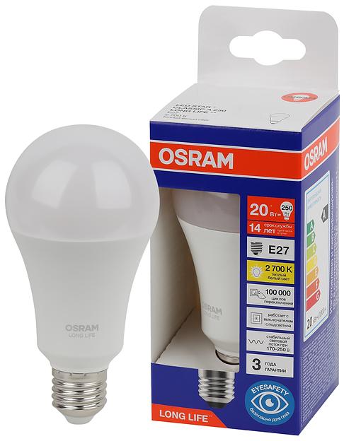 Лампа светодиодная LED 20Вт Е27 2700К 2452Лм груша 220В (замена 250Вт) OSRAM фото 1