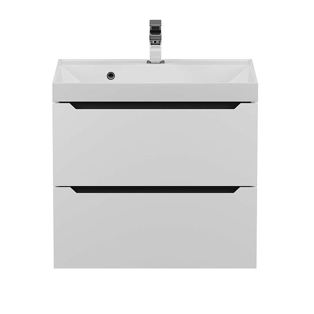 Тумба с раковиной для ванной Uperwood Tanos 60 см, подвесная, матовая, белая/графит фото 8