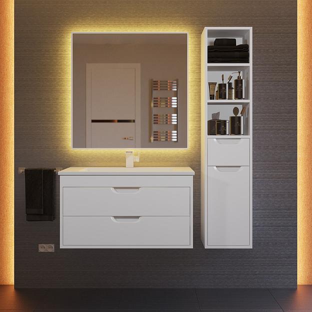 Тумба с раковиной для ванной Uperwood Modul 80 см, подвесная, матовая, белая фото 9