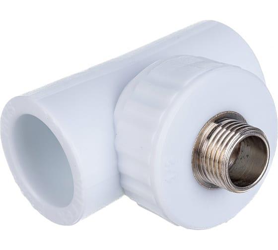 Тройник комбинированный НР 20x3/4'x20 полипропиленовый PPR белый фото 1