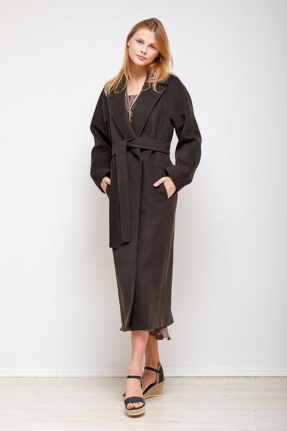 Женское демисезонное пальто деловое Mmoda мокка, арт.2202325-6 фото 2