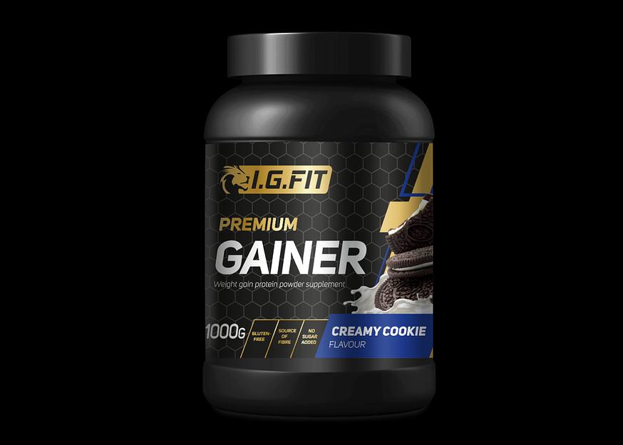 Комплексная пищевая добавка Гейнер I.G.FIT, кремовое печенье, 1000 гр фото 1