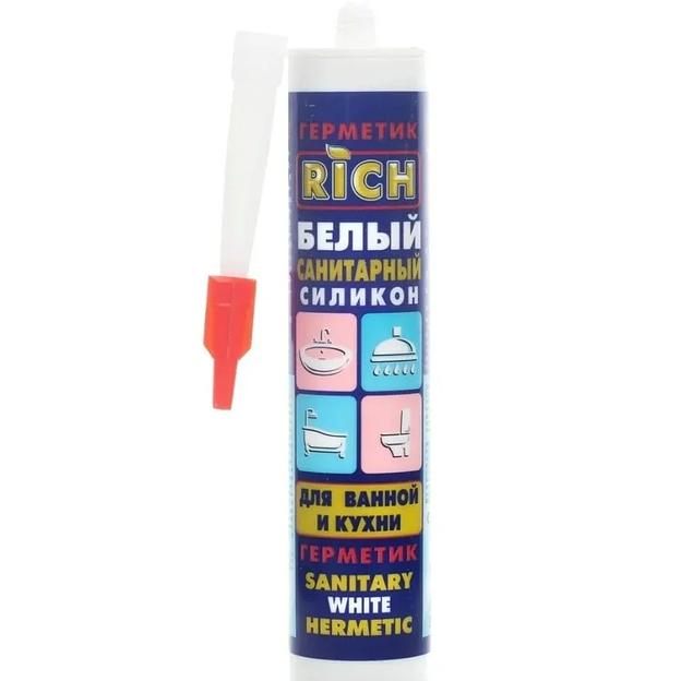 Герметик силиконовый Rich санитарный 280 мл белый фото 1