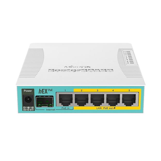 Роутер MikroTik hEX PoE (RB960PGS) 10/100/1000BASE-TX/SFP белый фото 2