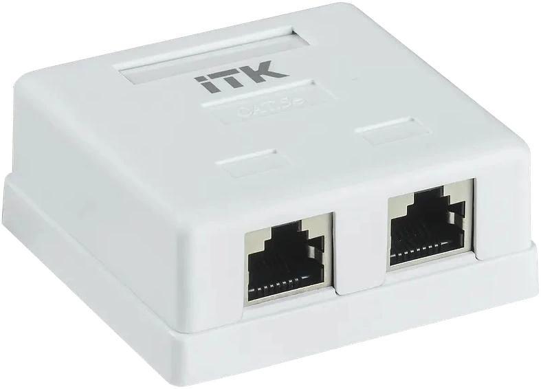 Розетка ITK Generica CS2-1C5EF-22-G настенная 62x59.6x26.5мм RJ45 пластик белый (упак.:1шт) фото 1