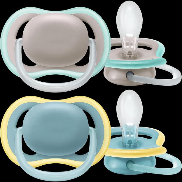Пустышка ultra air, Бежевый/Синий без рисунка, 18 мес+, 2 шт, нейтральная Philips AVENT SCF349/01 фото 1