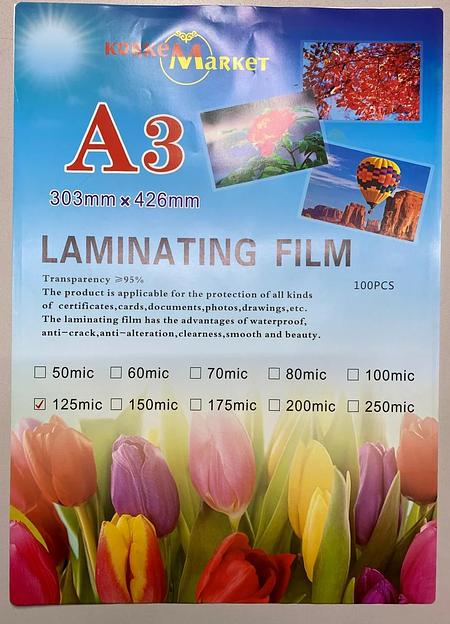 Пленка Korkem Market для ламинирования А3 303×426 мм 125 микрон фото 1