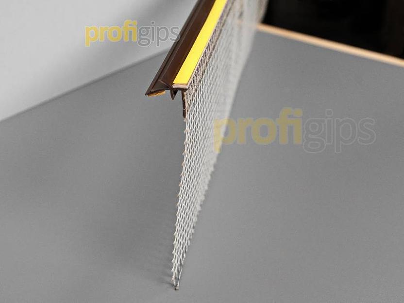 Оконный профиль ProfiGips примыкающий 6 мм с сеткой, коричневый 2,5/3 м ОПТ фото 2