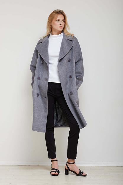 Женское демисезонное пальто двубортное Mmoda серый, арт.2202662-1 фото 1