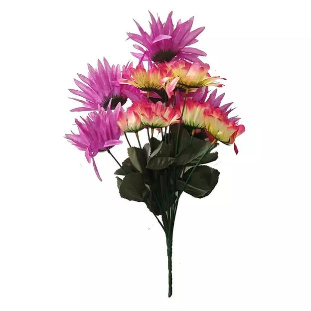 Цветочная композиция ромашек с астрами 12 голов (2 вида 7+5) 38см 094-123+554 фото 1