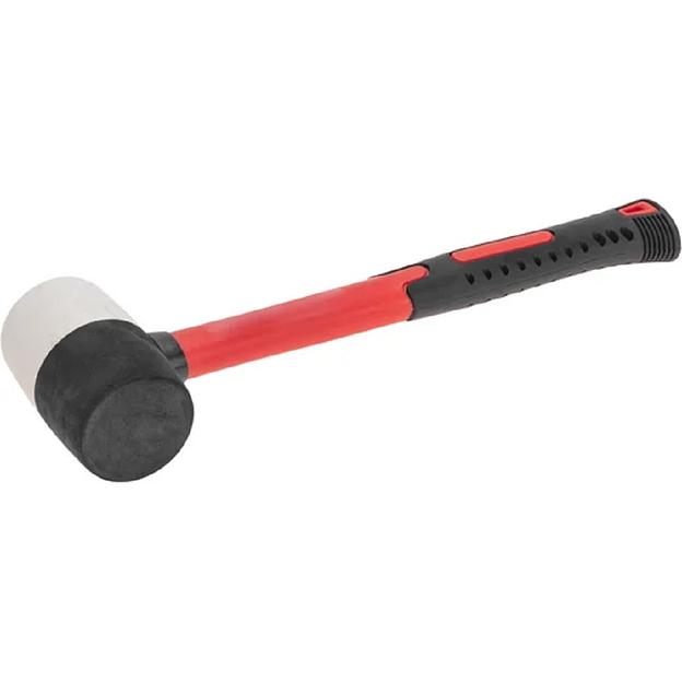Kranz (KR-12-8152) Киянка резиновая 225 г, черно-белая резина, фибергласовая рукоятка фото 1