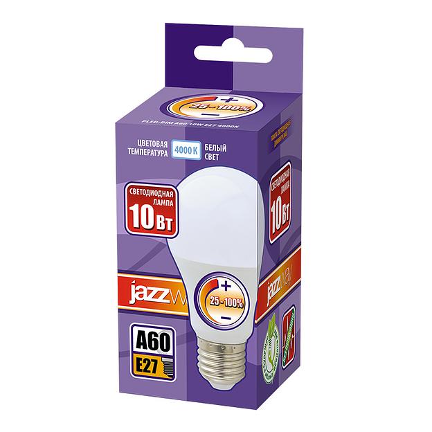 Лампа светодиодная диммируемая PLED-DIM A60 10Вт грушевидная 4000К белый E27 820лм 220-240В JazzWay 2859228 фото 2