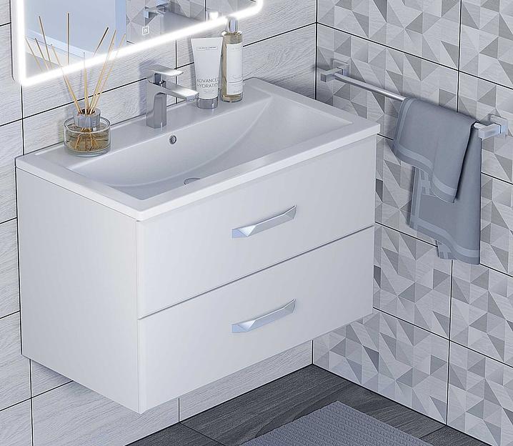 Тумба с раковиной для ванной Uperwood Foster 80 см, подвесная, белая фото 1