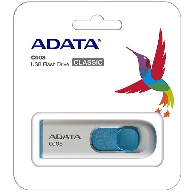 16GB ADATA C008 USB Flash [AC008-16G-RWE] USB 2.0, White/Blue, RTL (609642) фото 3