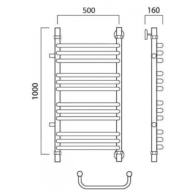 Полотенцесушитель водяной Роснерж Скоба L102011 100x50 с боковым подключением 800 групповой фото 2
