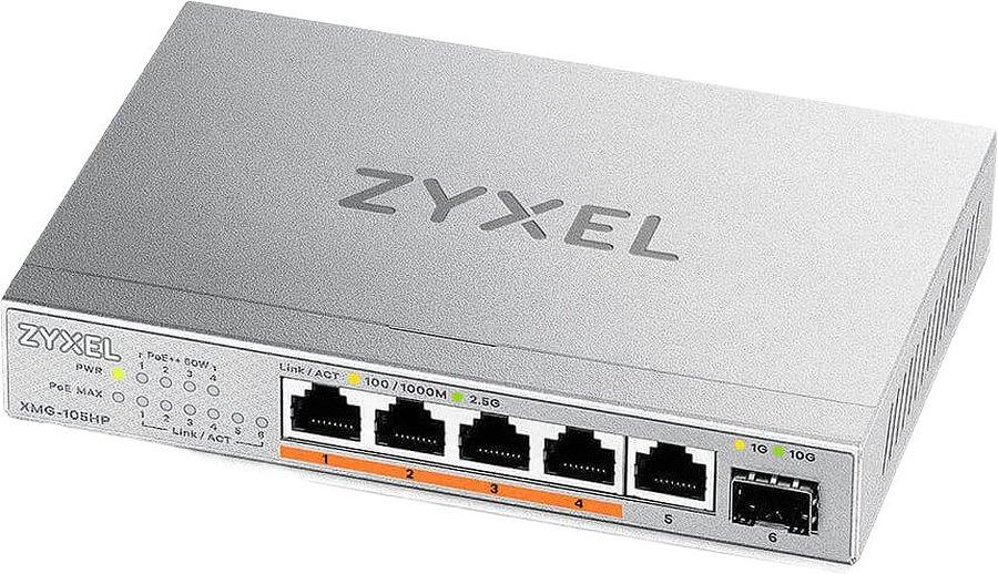 Коммутатор Zyxel XMG-105HP-EU0101F 5x2.5Гбит/с 1SFP+ 4PoE++ 70W неуправляемый фото 1