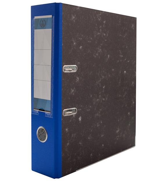Папка регистратор «Консул» 75 мм с синим корешком, кармашек со сменной этикеткой, мрамор, опт фото 1