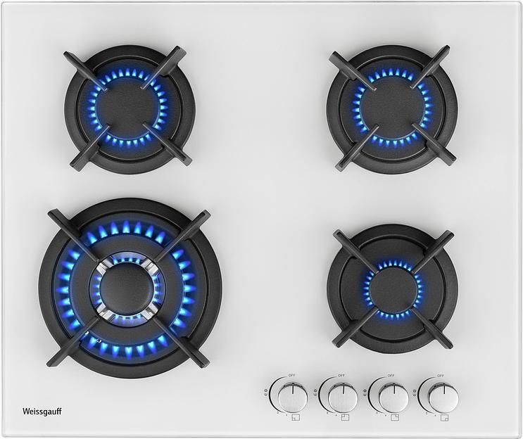 Газовая варочная поверхность Weissgauff HGG 640 WG Nano белый фото 1