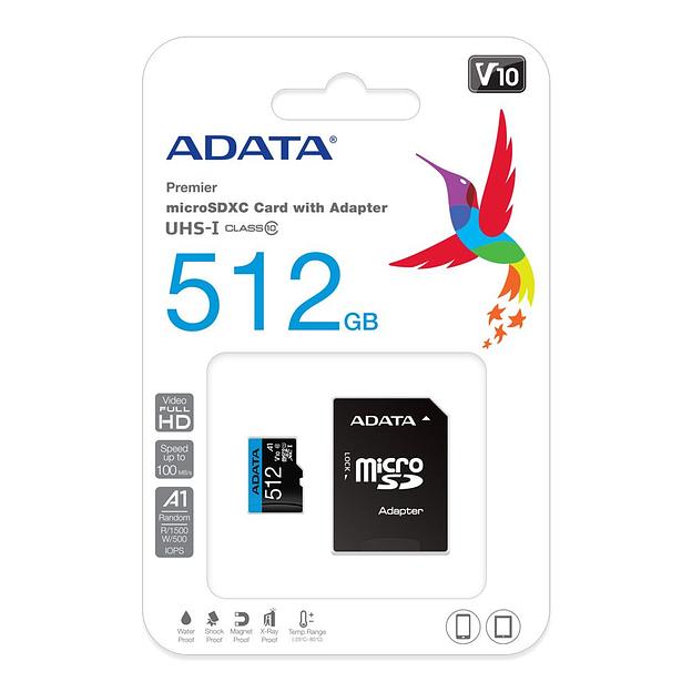 Карта памяти MICRO SDXC 512GB AUSDX512GUICL10A1-RA1 ADATA фото 3