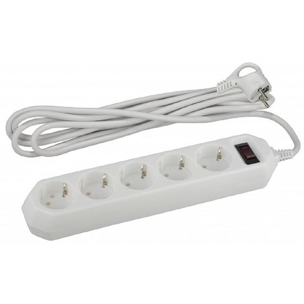 Эра Б0019033 Сетевой фильтр USF-5es-3m-W (белый) с заземл, 3x0,75мм2, с выкл, 5гн, 3м {защита от короткого замыкания, от перегрузки, от импульсных помех} фото 1