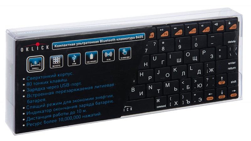 Клавиатура Оклик 840S черный беспроводная BT slim фото 8
