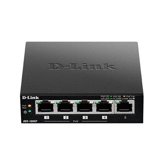 Коммутатор D-Link DES-1005P/B1A 5x100Mb 4PoE 60W неуправляемый фото 2
