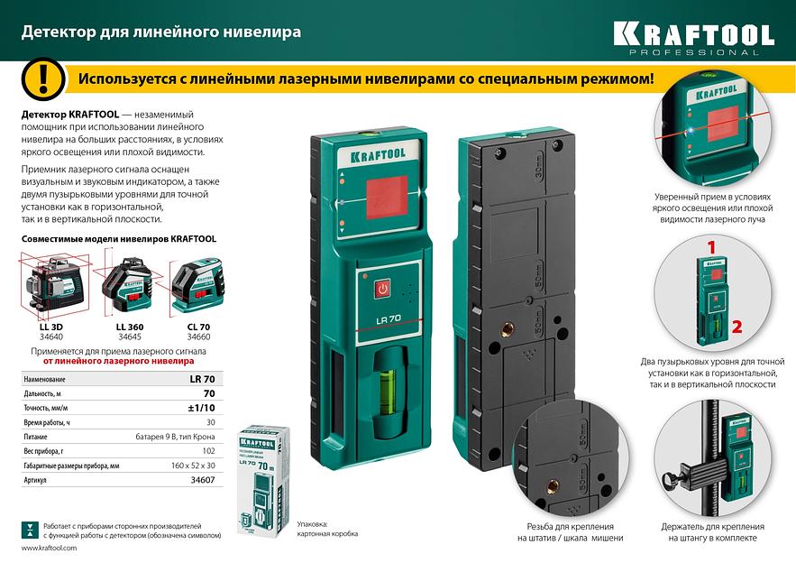 KRAFTOOL LR 70, детектор для линейного нивелира (34607) фото 7