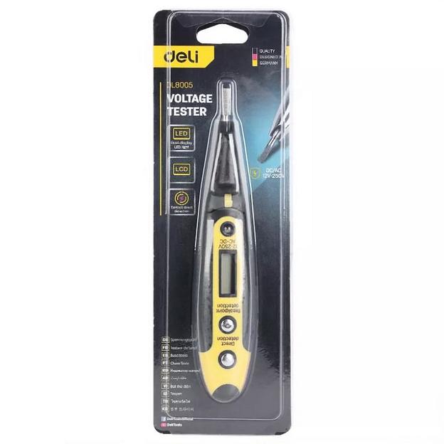 Измерительный и разметочный инструмент Deli Индикаторная отвертка-тестер напряжения цифровая Deli DL8005 (12-250 В) фото 2