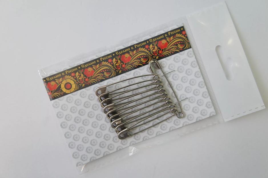 Булавка безопасная 1-44 мм (10 шт) ОПТ фото 1