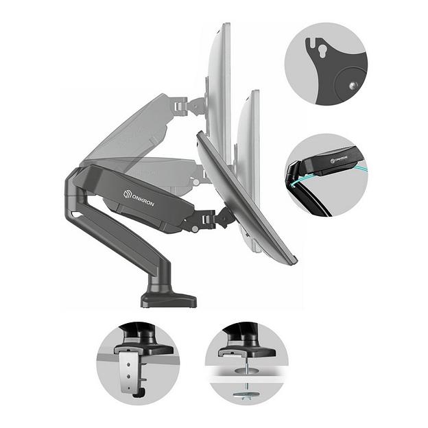 Кронштейн для мониторов Onkron G160 черный 13"-27" макс.16кг настольный поворот и наклон верт.перемещ. фото 5