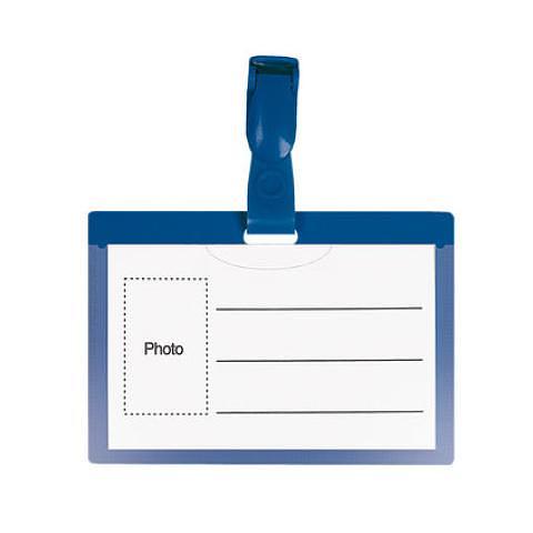 Бейдж горизонтальный, 57х90мм, с клипом, синий, Forofis фото 1