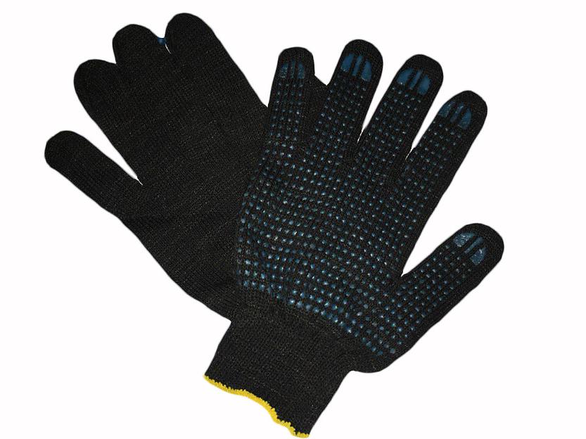 Перчатки 4 нити х/б 10 класс чёрные ОПТ фото 2