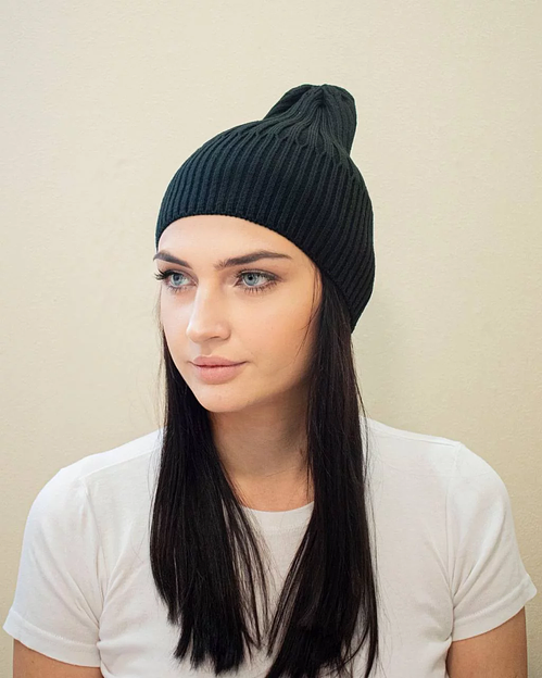 Шапка тыковка без подворота Черная ОПТ фото 3