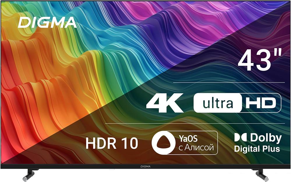Телевизор LED Digma 43" DM-LED43UBB33 Яндекс.ТВ Frameless черный 4K Ultra HD 60Hz DVB-T DVB-T2 DVB-C DVB-S DVB-S2 USB WiFi Smart TV фото 1