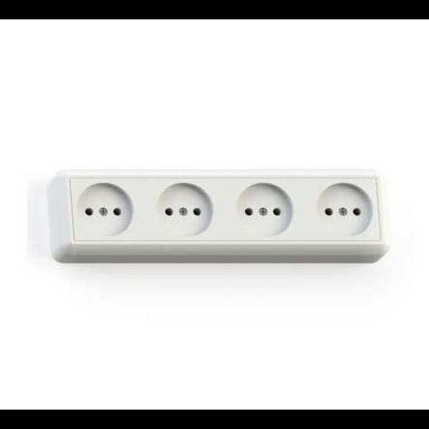 Розетка 4-м ОП Оптима РА16-402 16А IP20 с монтаж. пластиной бел. Кунцево 8024 фото 1