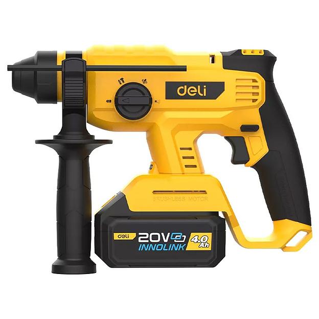 Перфоратор аккумуляторный Deli DC300 (2 АКБ*4Ач + ЗУ, 20V, SDS PLUS, 2Дж, 4500уд/мин, 1400об/мин, сумка) фото 3