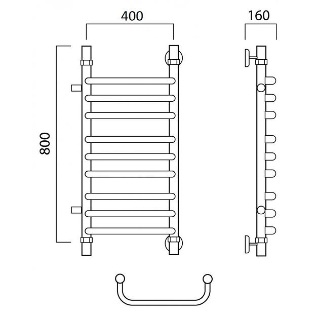 Полотенцесушитель водяной Роснерж Скоба L102011 80x40 с боковым подключением 500 групповой фото 2