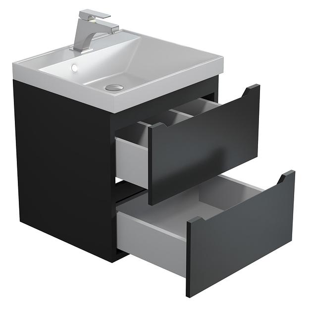 Тумба с раковиной для ванной Uperwood Tanos 50 см, подвесная, матовая, черная фото 6