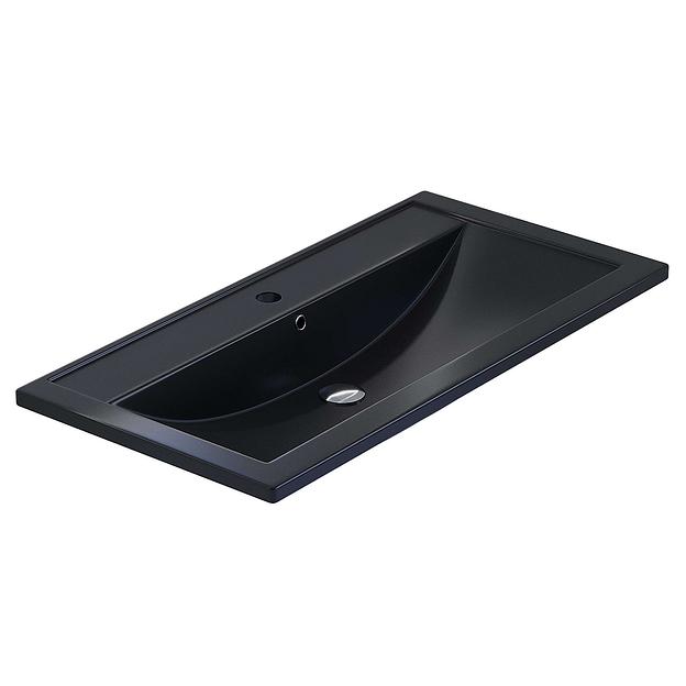Раковина кварцевая для ванной Uperwood Foster Quartz 90 см, черная матовая, уголь фото 4