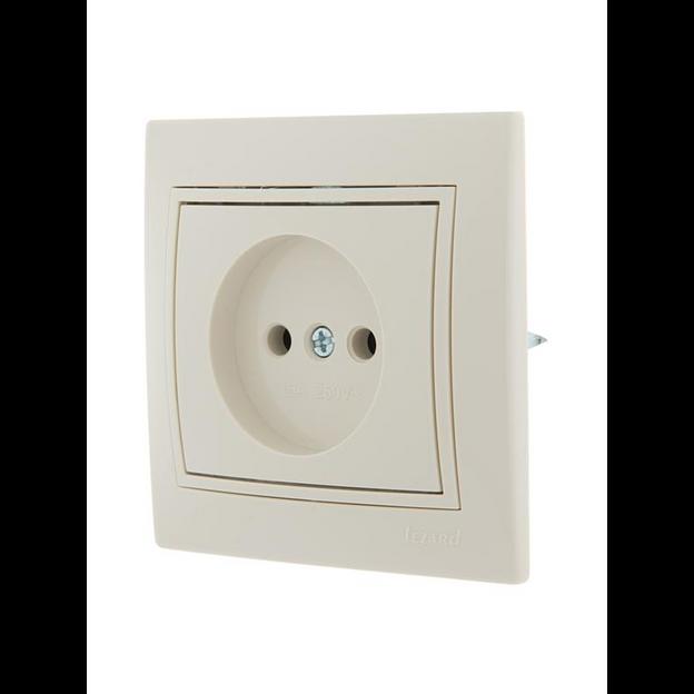 Розетка 1-м СП Mira 16А IP20 без заземл. со вставкой керамика крем. LEZARD 701-0303-121 фото 2