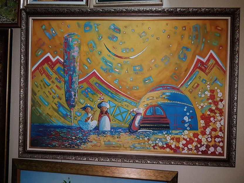 Картина, живопись "Встреча с новым месяцем" ОПТ фото 1