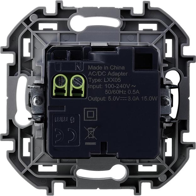 Legrand 673763 Зарядное устройство с двумя USB-разьемами A-C 240В/5В 3000мА - INSPIRIA - антрацит фото 2